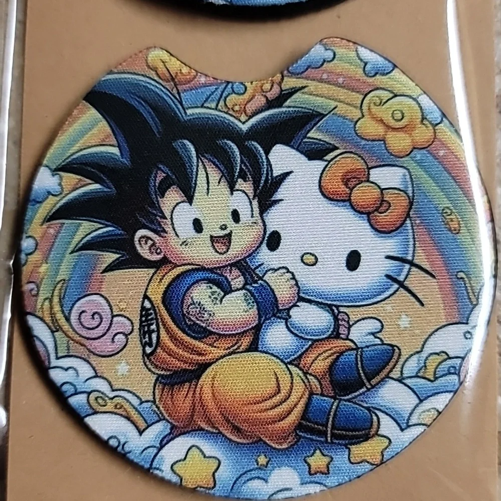 Cat And Boy Car Coaster Cup Holder Handmade Reuseable Set of 2 - Picture 3 of 4